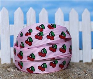 Summer Holiday Ribbon - Cherries Lime Pink